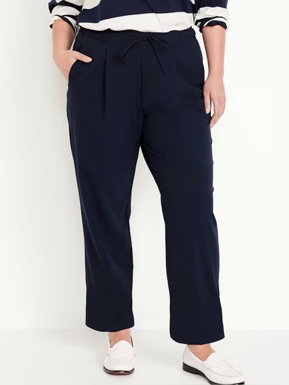 XL Tall Old Navy Billie High-Rise Navy Straight Leg Draw-String Pants